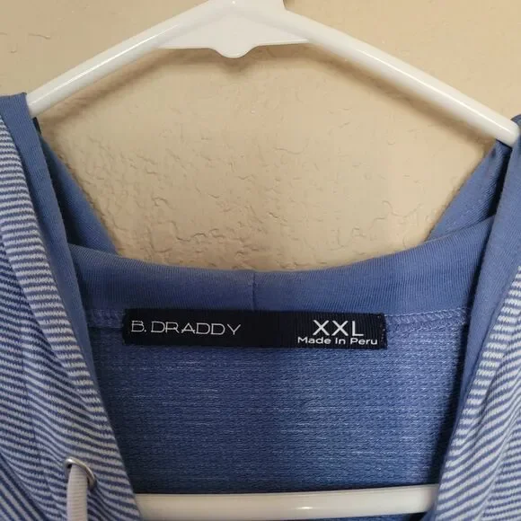 BDraddy Mens XXL Proctor 1/4 Zip Hoodie Golf Blue Performance Long Sleeve Jacket